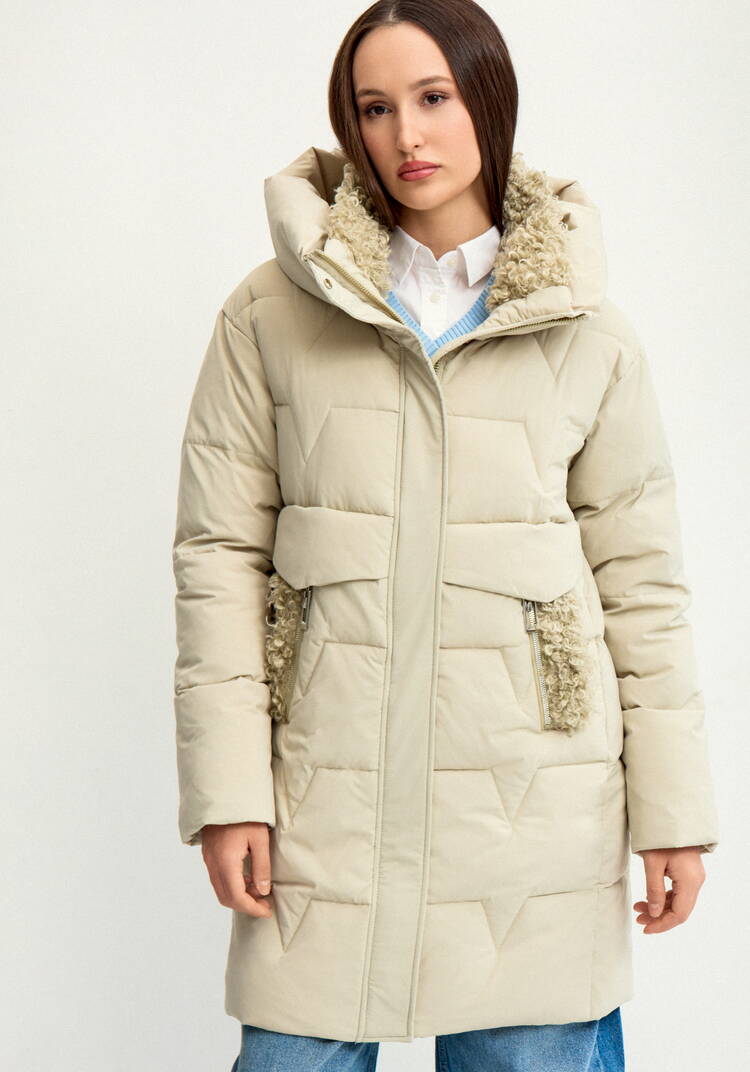 Пальто стеганое с меховой отделкой шир.  750, рис. 13