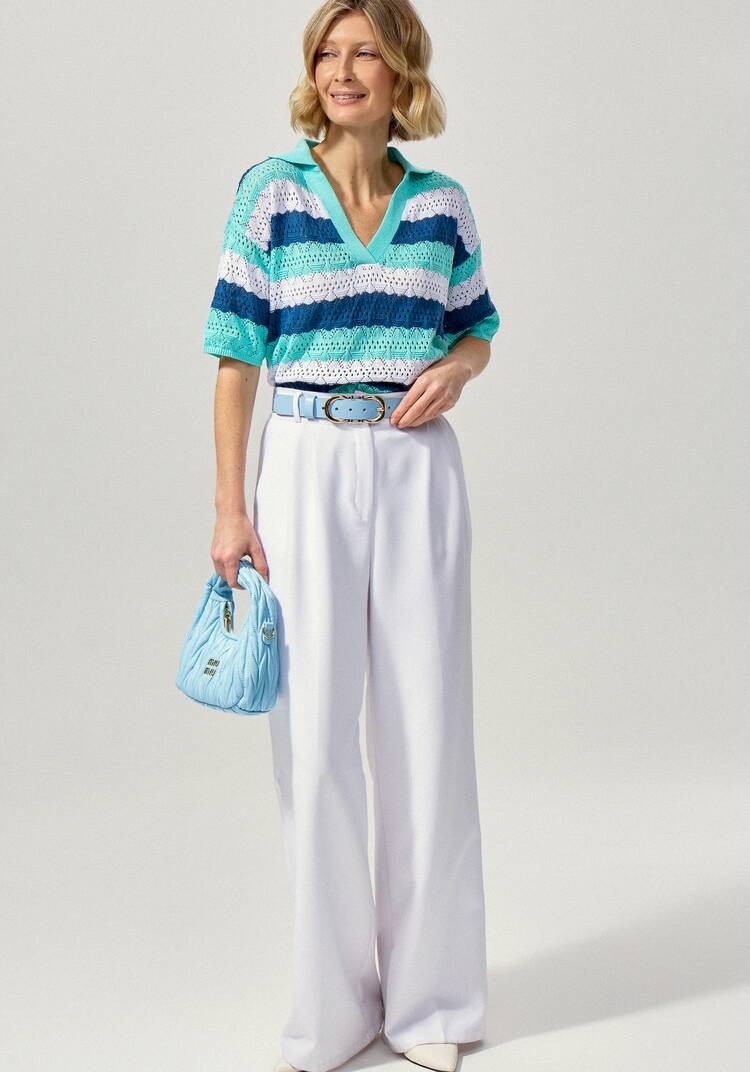 Джемпер-поло ажурный в полоску шир.  750, рис. 12