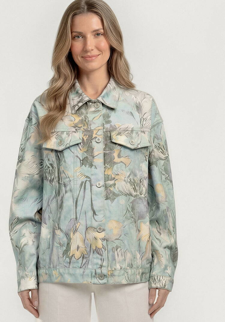 Джинсовая куртка с цветочными мотивами шир.  750, рис. 4