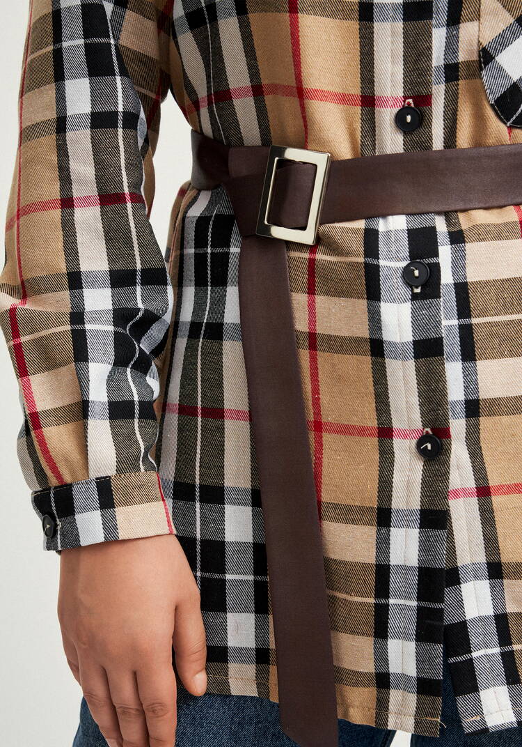 Рубашка в клетку с поясом шир.  750, рис. 16