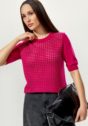 Джемпер с передней полочкой ажурной вязки