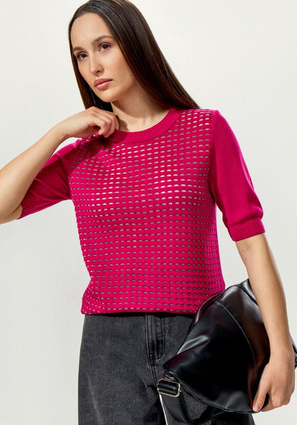 Джемпер с передней полочкой ажурной вязки шир.  580, рис. 16