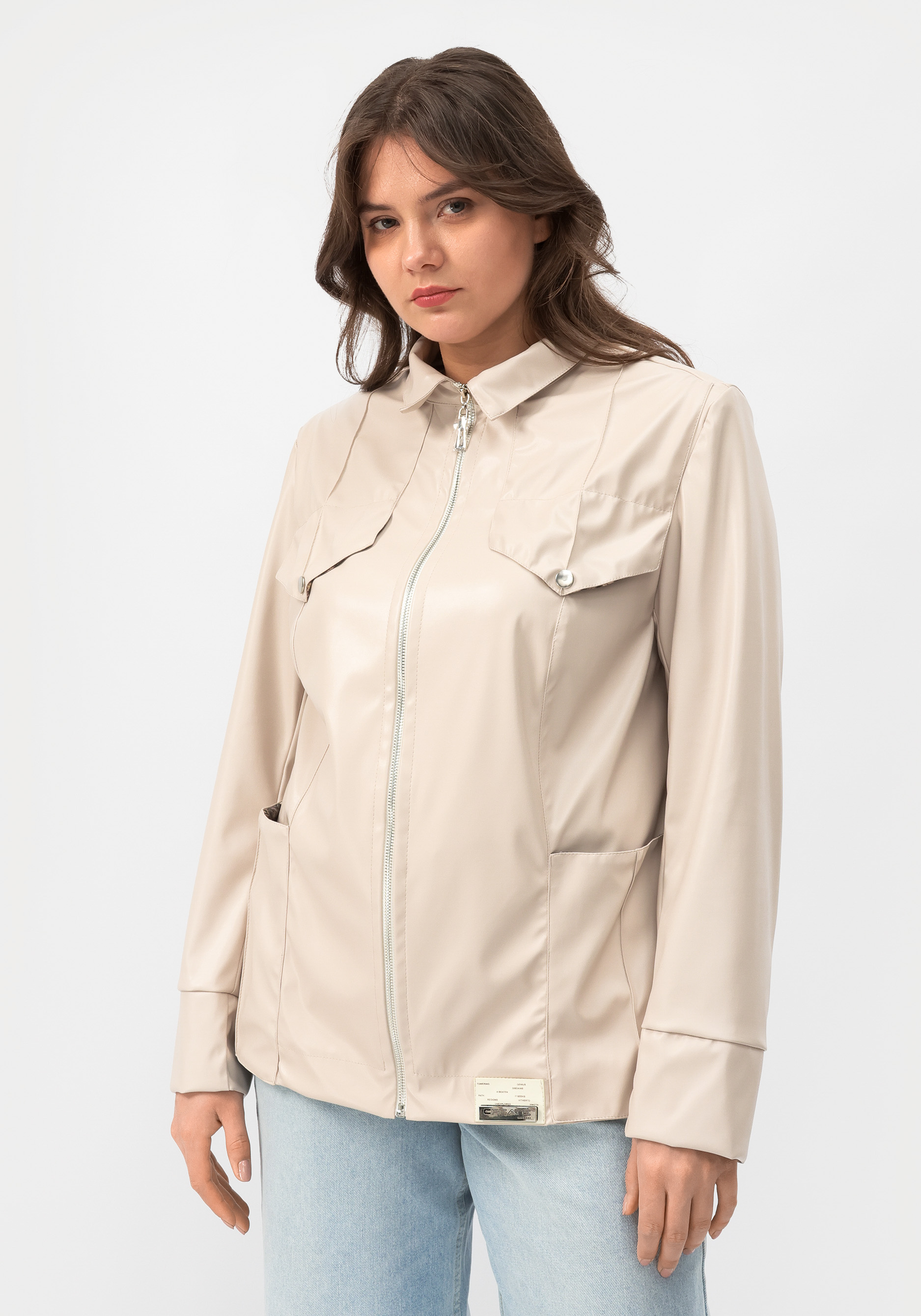 Куртка из экокожи "Хелен" Мечты Данаи, цвет белый, размер 56 - фото 5