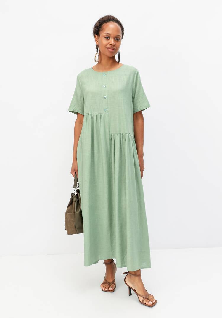 Платье с декоративной планкой и пуговицами шир.  750, рис. 23