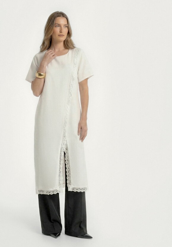 Туника из льна с кружевом Инга шир.  580, рис. 8