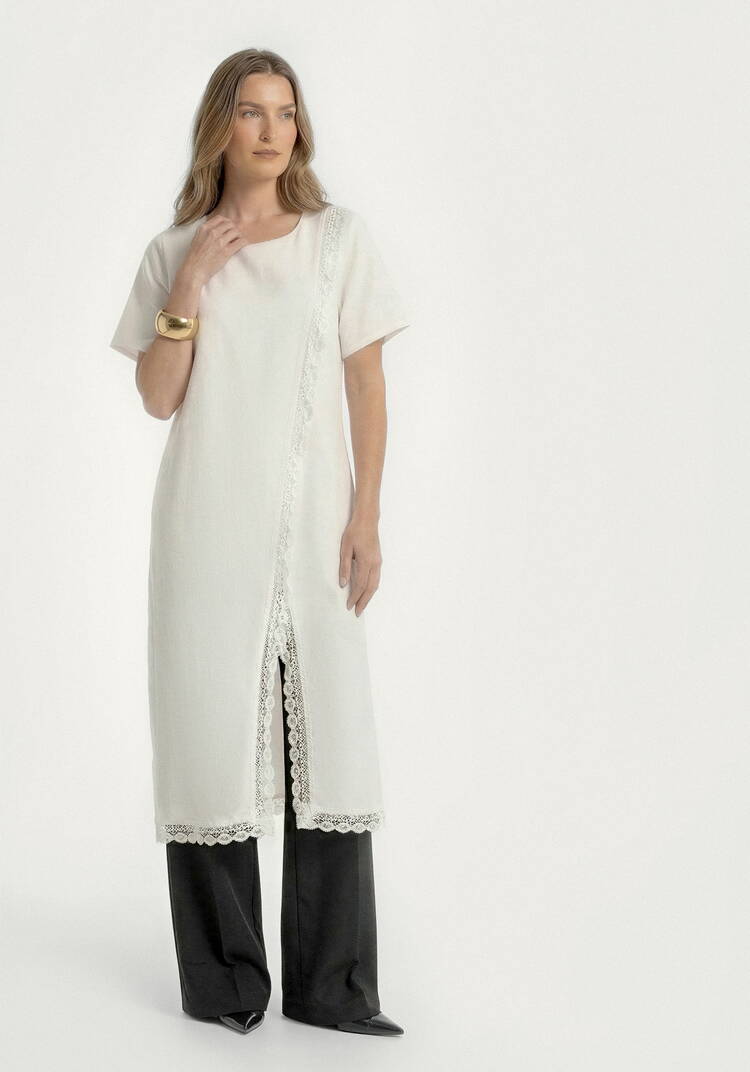 Туника из льна с кружевом Инга шир.  750, рис. 8