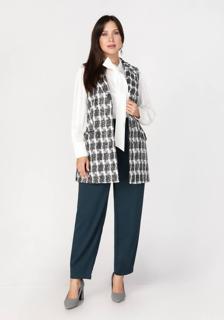 Жилет на пуговицах с карманами из твида шир.  750, рис. 10