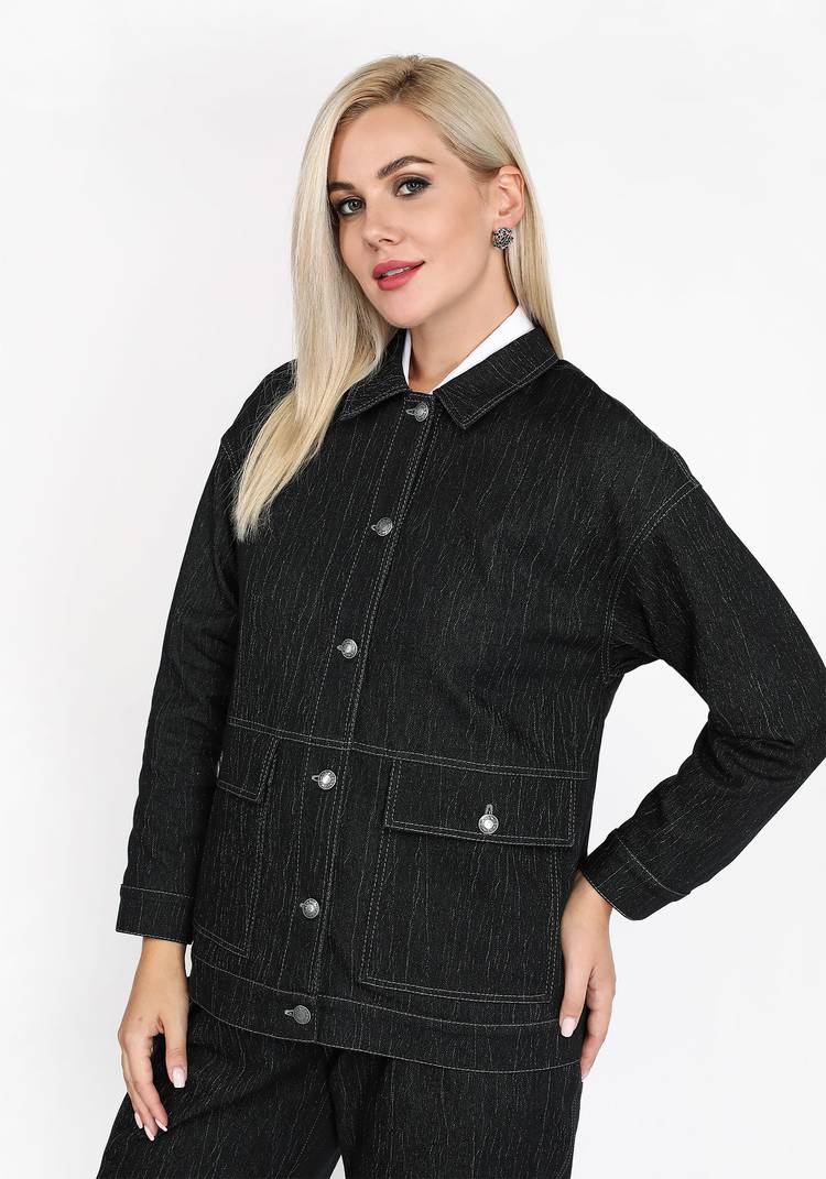 Куртка джинсовая с накладными карманами шир.  750, рис. 5