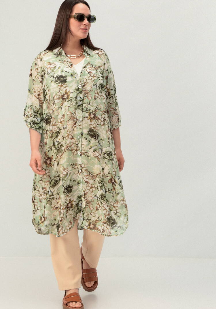 Рубашка удлинённая с цветочным принтом шир.  750, рис. 41