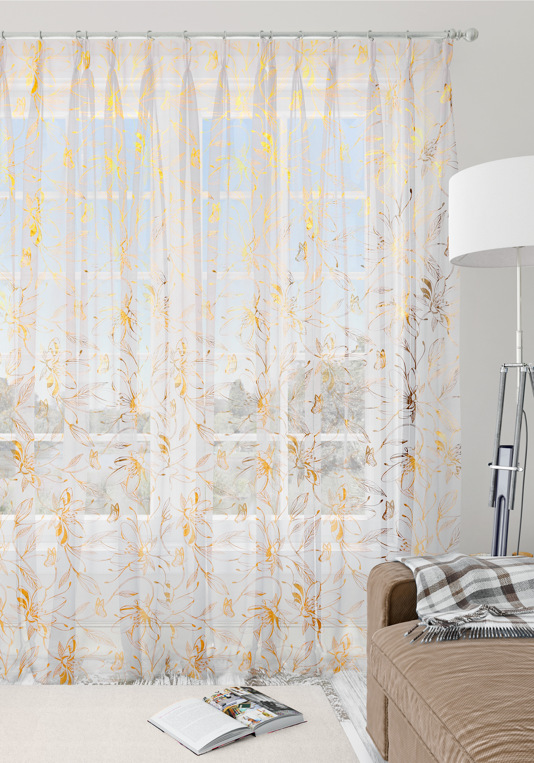 

Тюль "Блестящее облако", Желтый