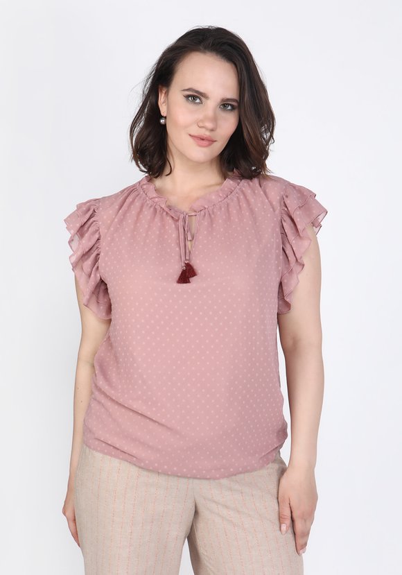 Блузка с оборкой на рукаве шир.  580, рис. 6