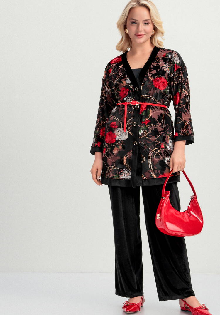 Кардиган из бархата с цветочным принтом шир.  750, рис. 9