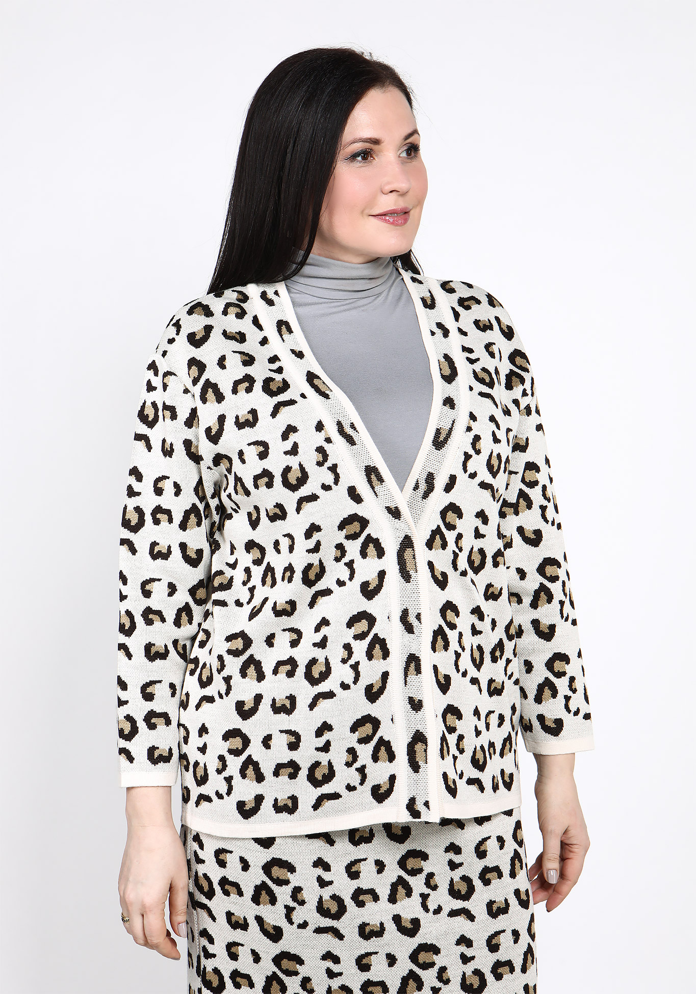 Жакет с леопардовым принтом Vivawool, размер 48, цвет молочный - фото 7