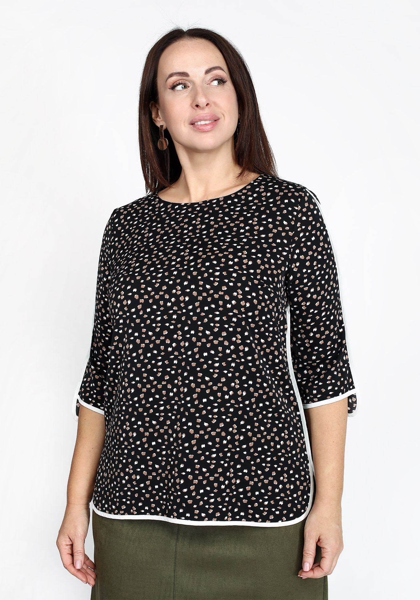 

Блуза с контрастной бейкой, Черный