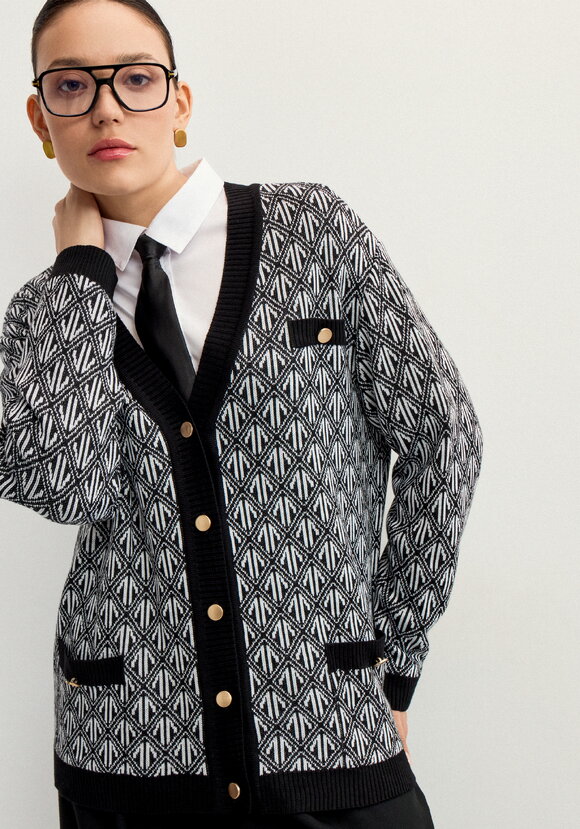 Кардиган удлиненный с графичным орнаментом шир.  580, рис. 2