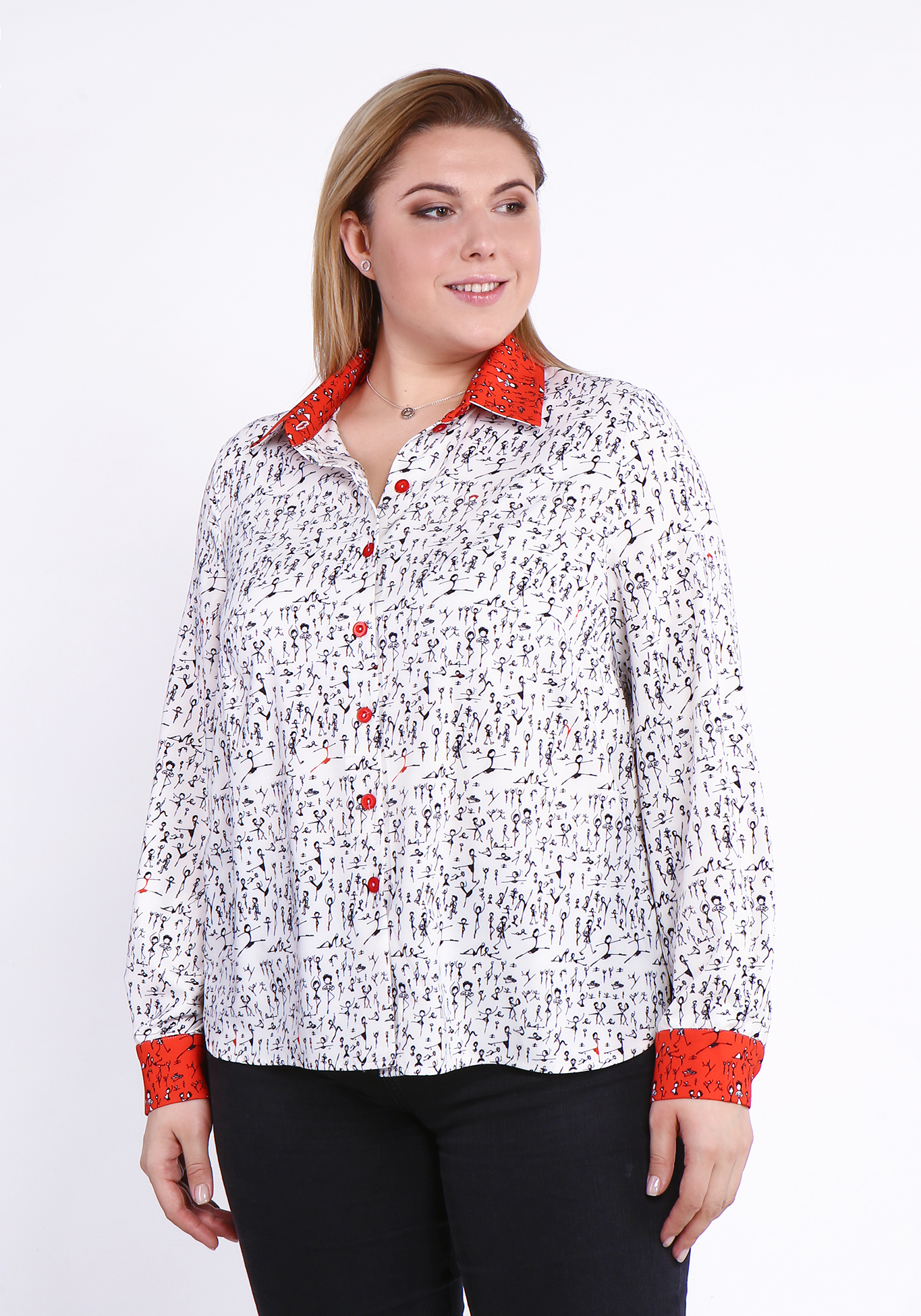 Блуза с длинным рукавом с принтом Alex Voice Collection, размер 50, цвет черно-белый - фото 9