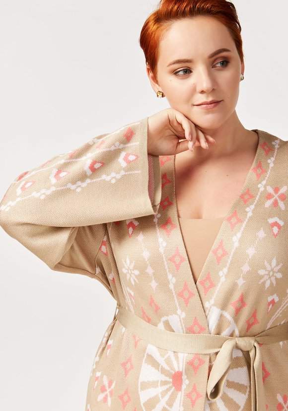 Кардиган с поясом и абстрактным рисунком шир.  580, рис. 5