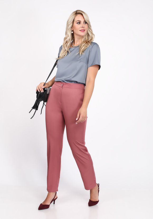 Брюки на резинке прямого кроя однотонные шир.  580, рис. 3