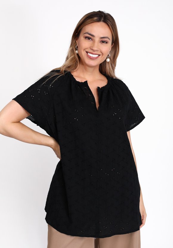 Блуза из шитья с коротким рукавом шир.  580, рис. 2