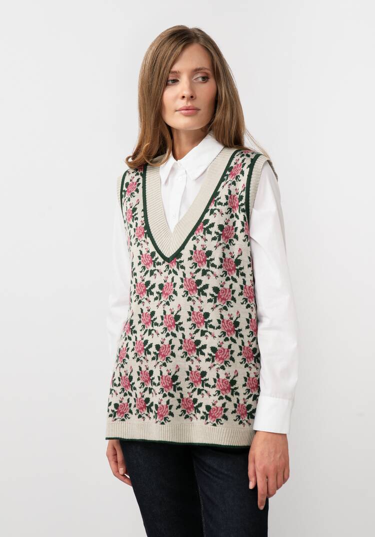 Жилет женский с цветочным рисунком шир.  750, рис. 26