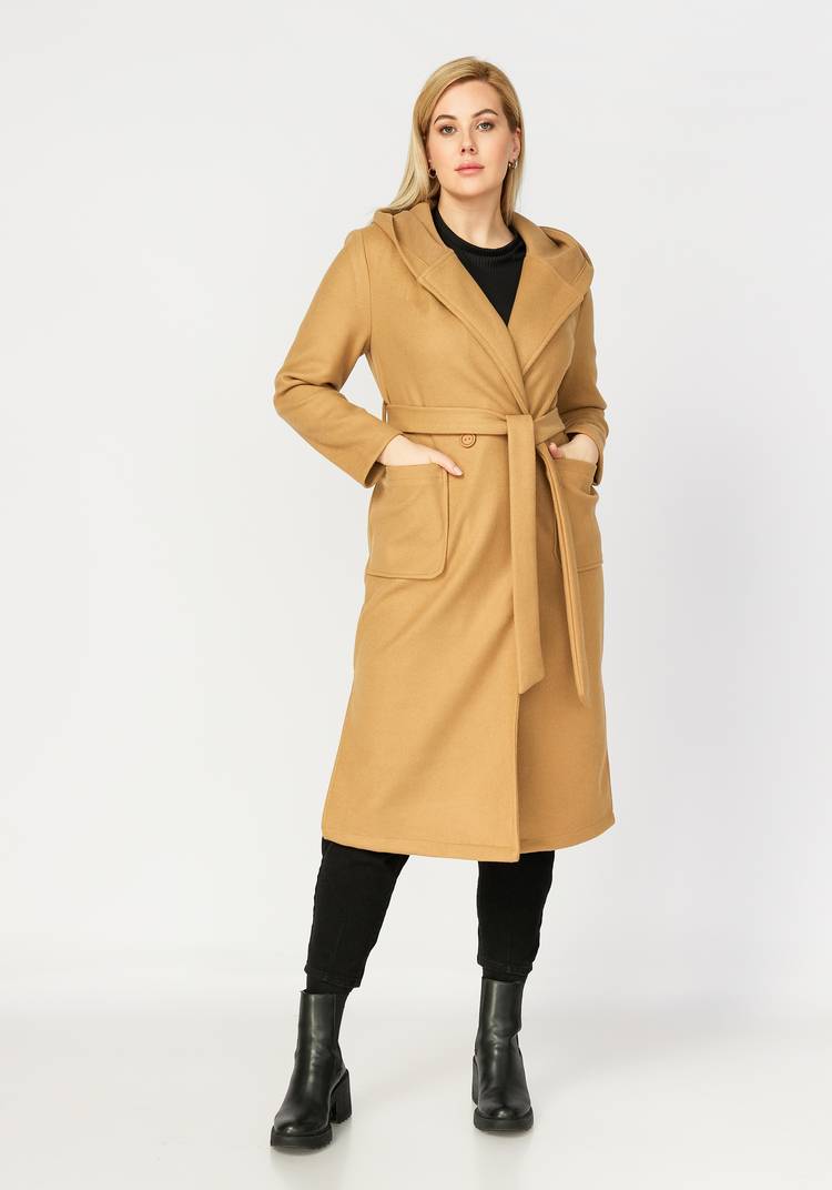 Пальто удлиненное с поясом и капюшоном шир.  750, рис. 8