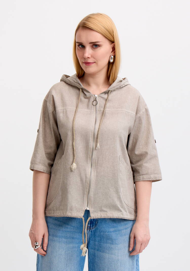 Блуза-пыльник на молнии с капюшоном шир.  750, рис. 16