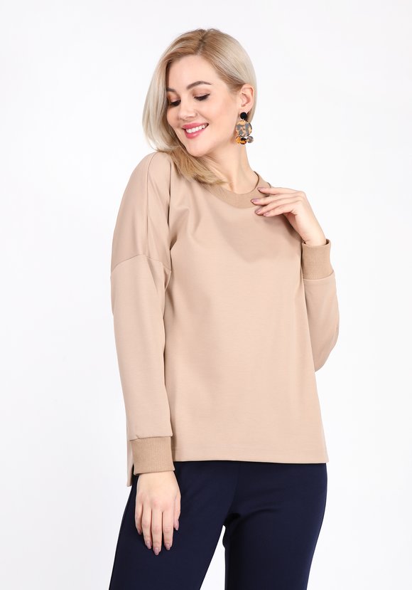 Джемпер с манжетами из рибаны шир.  580, рис. 1