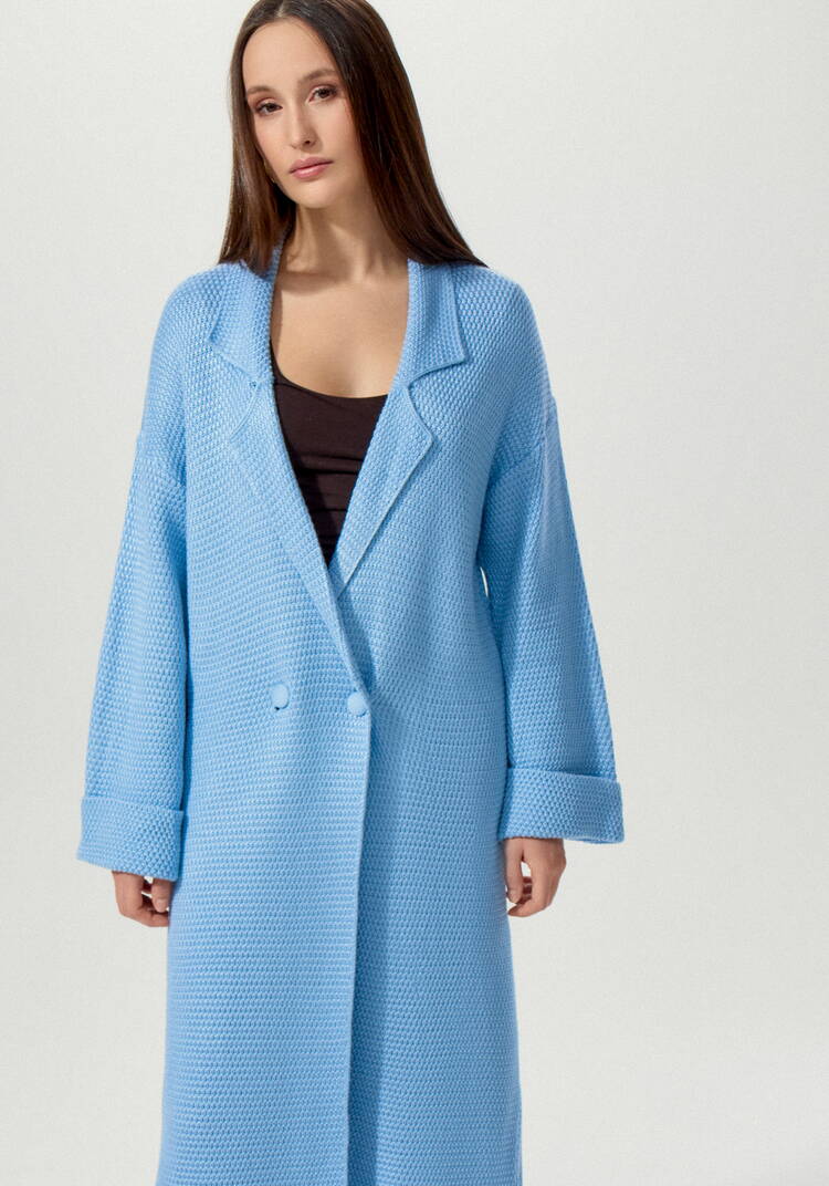 Пальто женское структурной вязки шир.  750, рис. 9