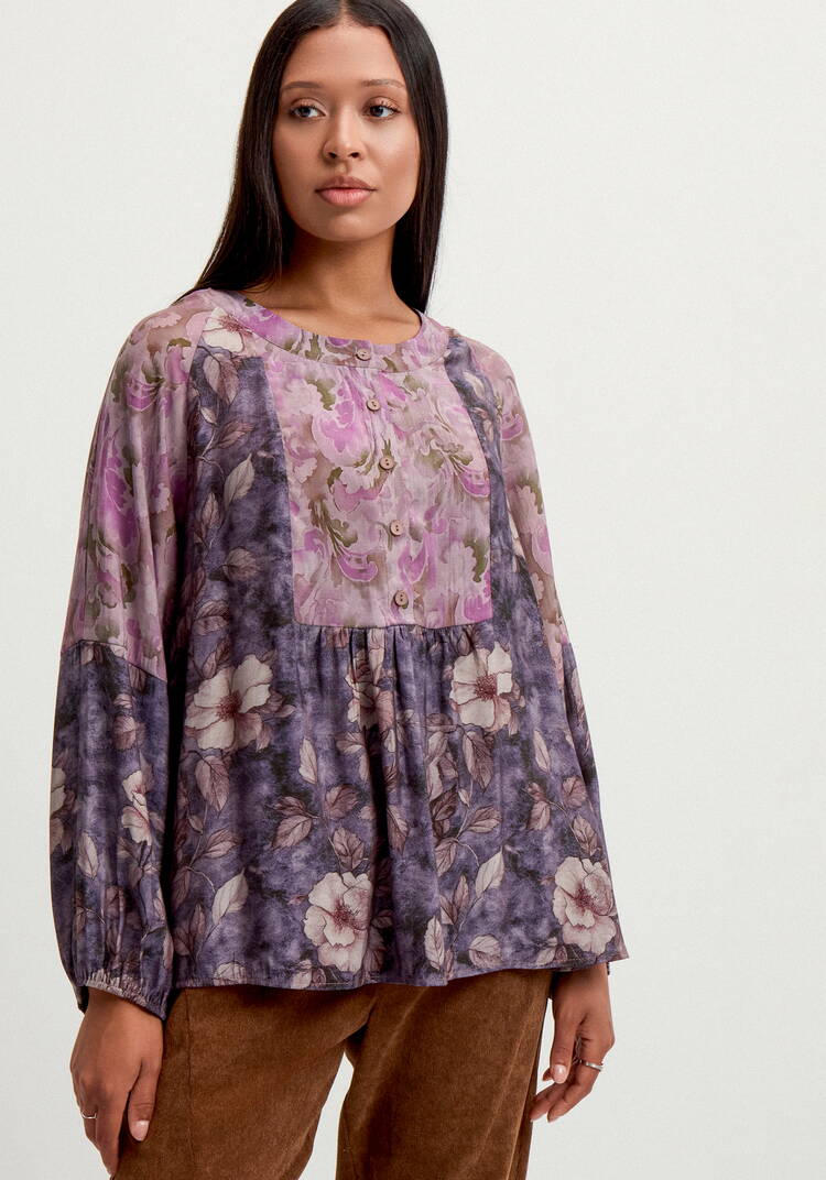 Блуза  с комбинированным принтом шир.  750, рис. 13