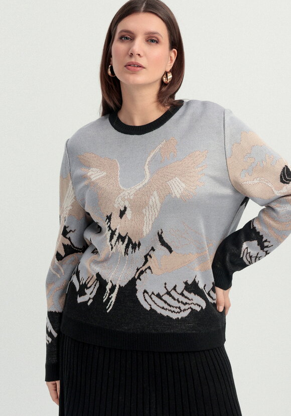 Джемпер с рисунком Журавль шир.  580, рис. 1