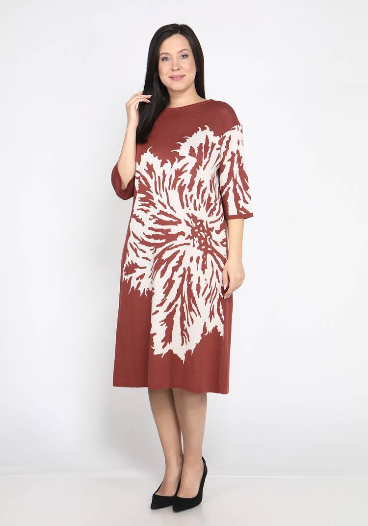 Платье с растительным принтом и рукавом 3/4 шир.  750, рис. 1