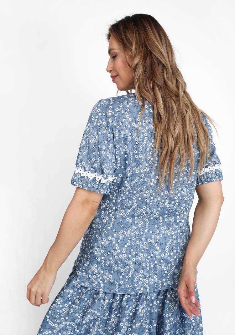 Блузка рукав 3/4 с отделкой кружевом шир.  750, рис. 6