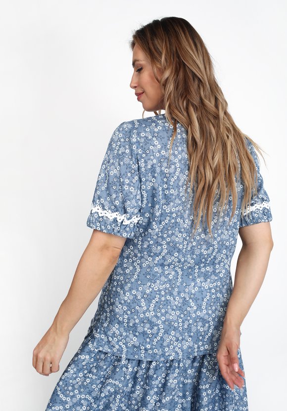 Блузка рукав 3/4 с отделкой кружевом шир.  580, рис. 6