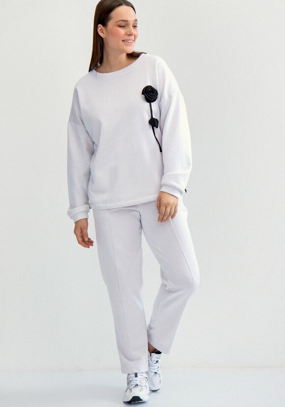 Брюки прямого кроя с имитацией стрелок шир.  580, рис. 5