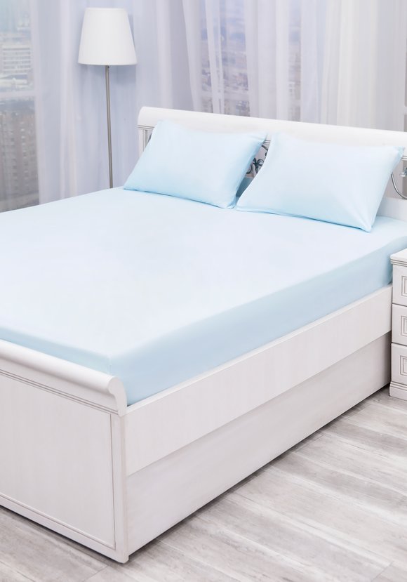 Простыня на резинке из поплина Облако снов шир.  580, рис. 9