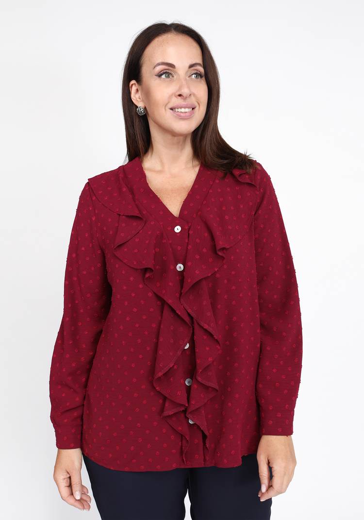 Блуза из фактурной ткани с жабо шир.  750, рис. 5