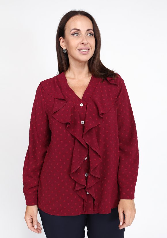 Блуза из фактурной ткани с жабо шир.  580, рис. 5