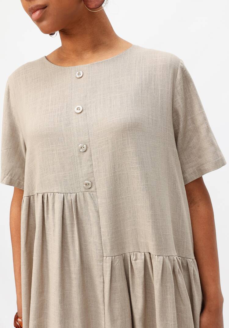 Платье с декоративной планкой и пуговицами шир.  750, рис. 6