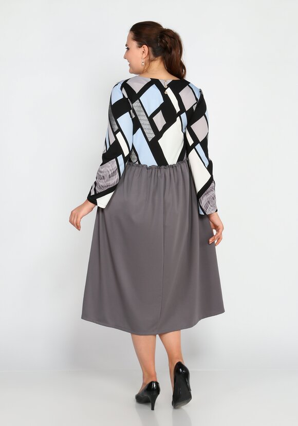 Платье контрастное миди шир.  580, рис. 3