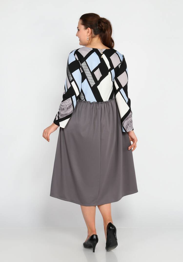 Платье контрастное миди шир.  750, рис. 3