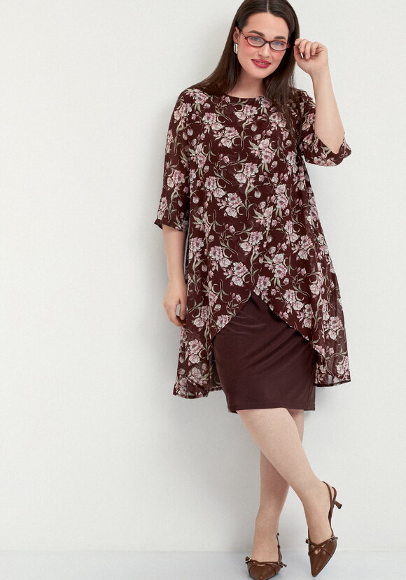 Платье в цветочный принт с шифоном шир.  580, рис. 10