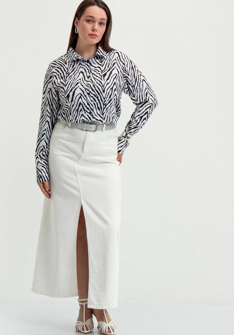 Блуза с анималистичным принтом на пуговицах шир.  750, рис. 16