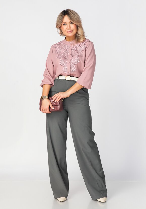 Блуза на пуговицах с ажурным кружевом шир.  580, рис. 9