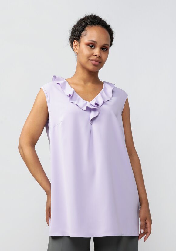 Блуза с коротким рукавом и рюшей шир.  580, рис. 9