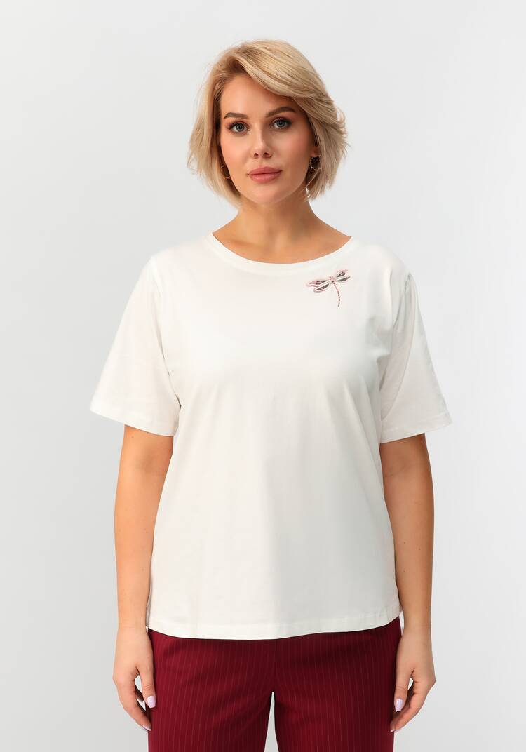 Блуза с принтом стрекоза шир.  750, рис. 4