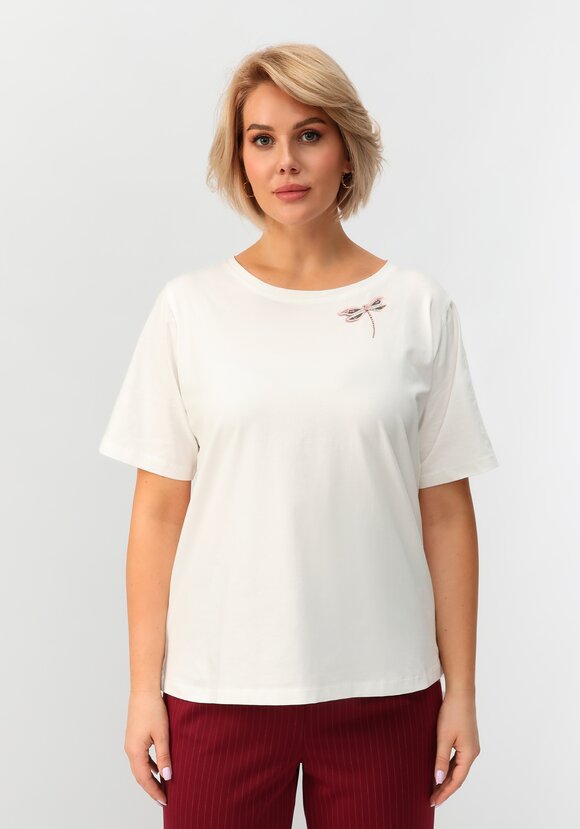 Блуза с принтом стрекоза шир.  580, рис. 4