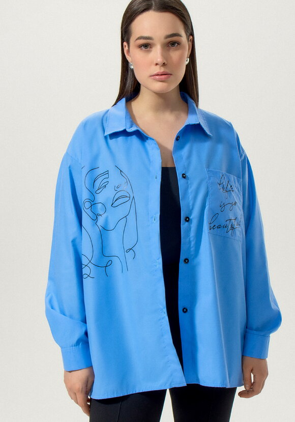 Рубашка с принтом на передней полочке шир.  580, рис. 10