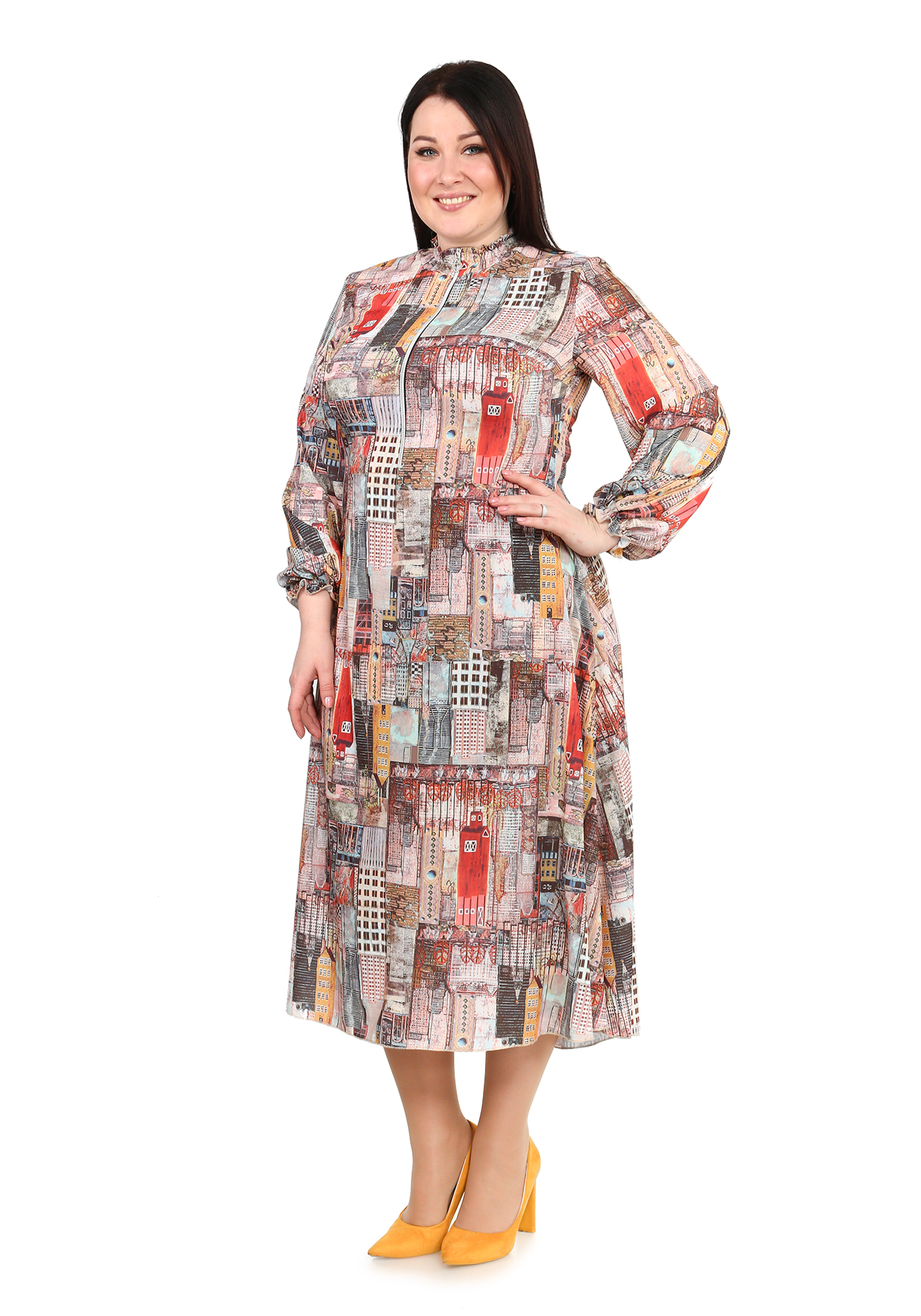 Платье "Невероятная картина" Elletto Life, размер 48, цвет хаки - фото 9