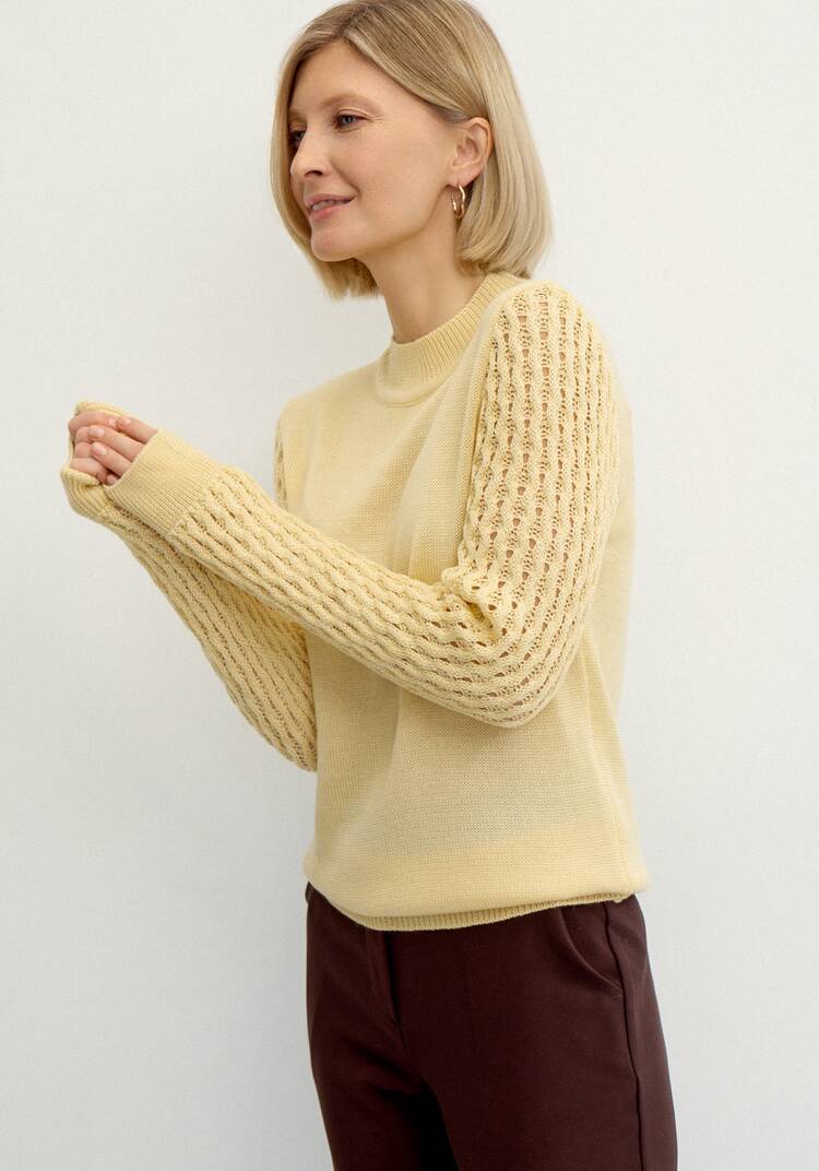 Джемпер с ажурными рукавами объемной вязки шир.  750, рис. 21