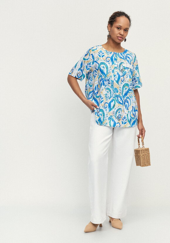 Блуза с лампасом из кружева по рукаву шир.  580, рис. 10